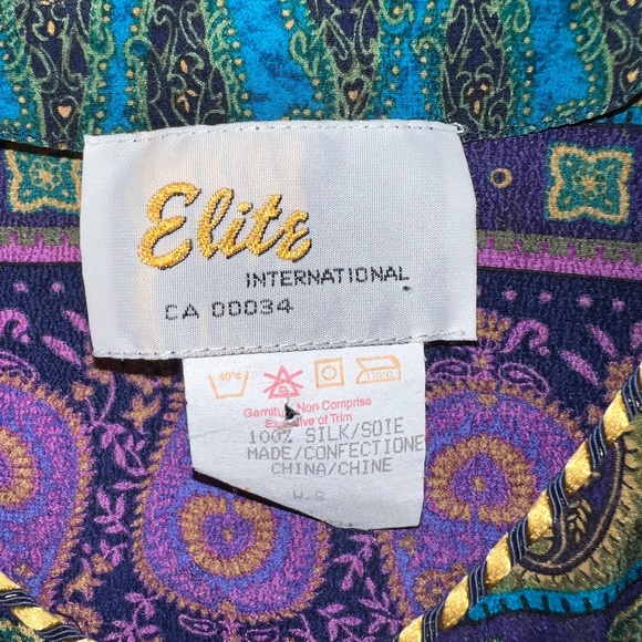 ELITE International - Vintage 100% Silk Blouse - Puff Sleeve - Barroco Versace - Picture 7 of 9